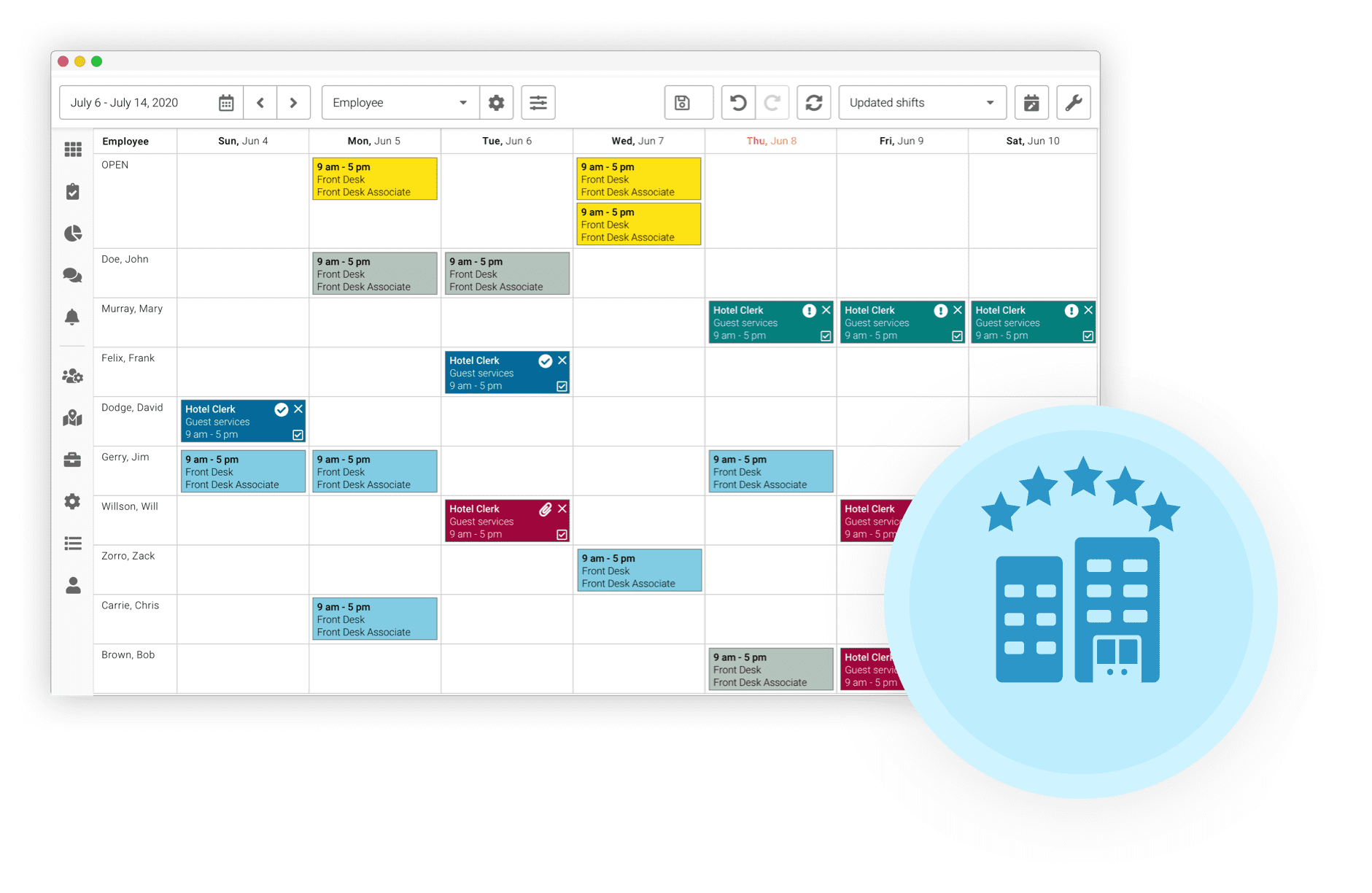 Celayix scheduling user interface for hospitality