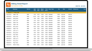 Celayix Billing Detail Report on laptop screen