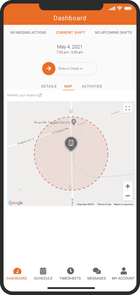 Geofencing on the Celayix App - engage in buddy punching