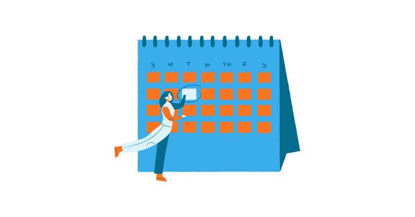 animation of woman altering a schedule on a calendar
