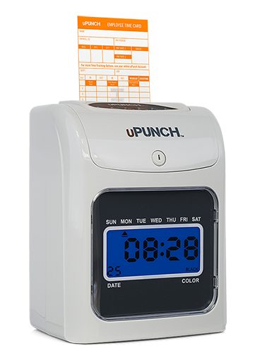 White uPunch time clock with timesheet