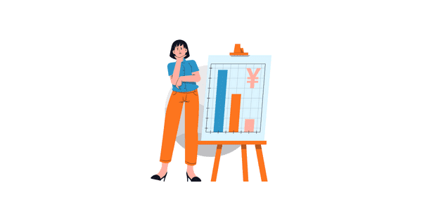 animation of a woman standing in front of a whiteboard with figures on it