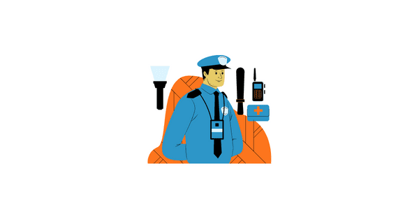 cover image animation of security guard with tools
