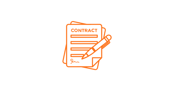 animation of a contract being signed and a pen