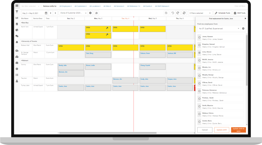 find replacement in employee scheduling tools