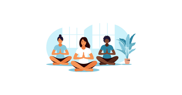 animation of three women meditating