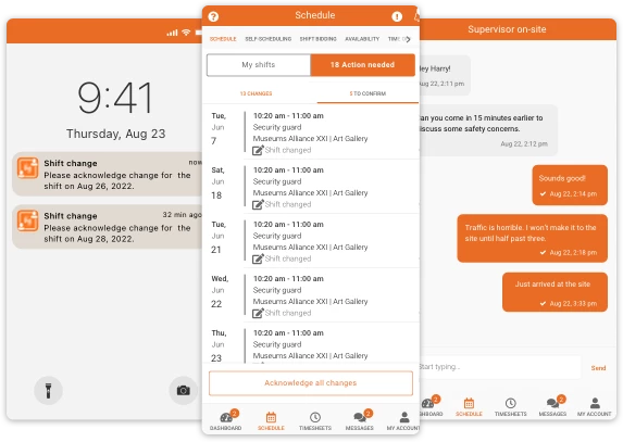 Celayix employee scheduling app showing instant notifications