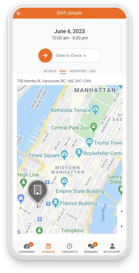 Celayix Mobile showing geofencing feature