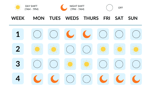 a calendar showing the pitman schedule