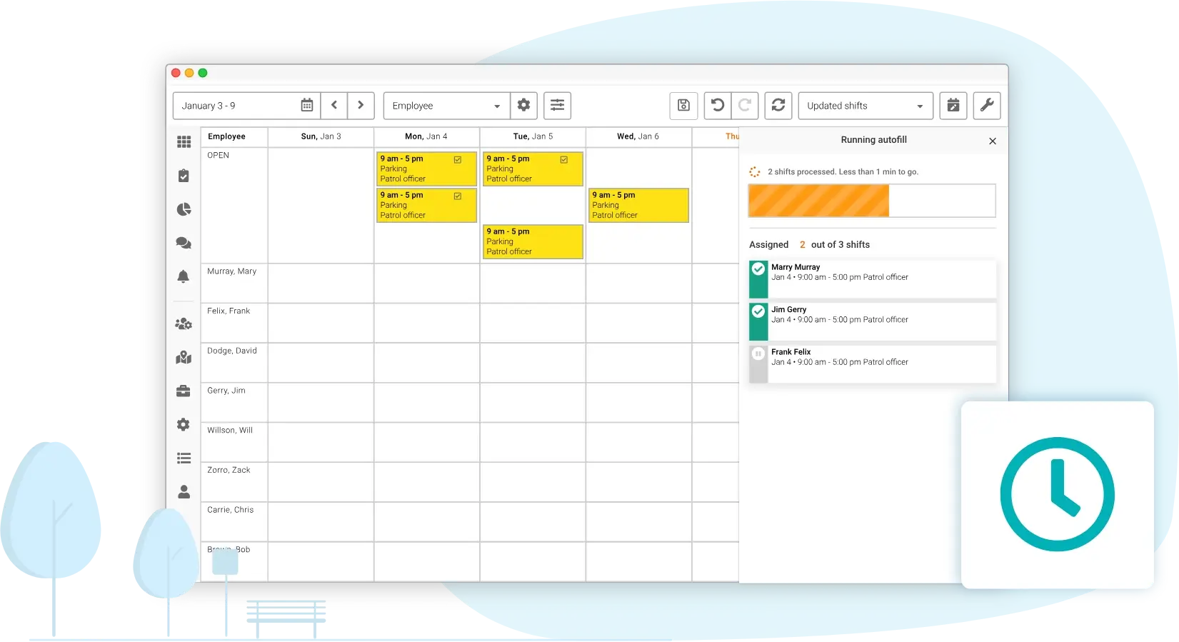 Schedule Xpress- Autompated employee shift scheduling screen